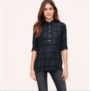 Ann Taylor The Loft The Softened Shirt Green Plaid